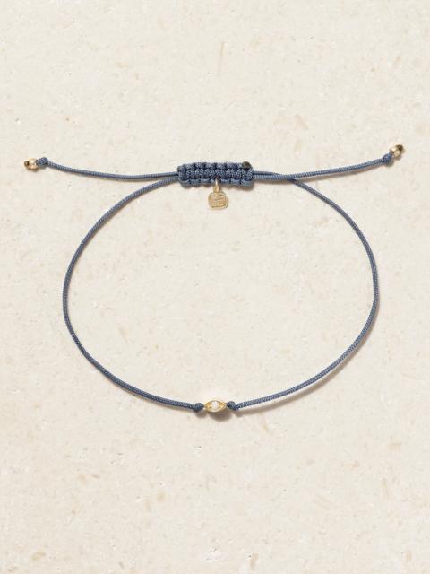 SYDNEY EVAN Tiny Evil Eye 14-karat Gold, Cord And Diamond Bracelet