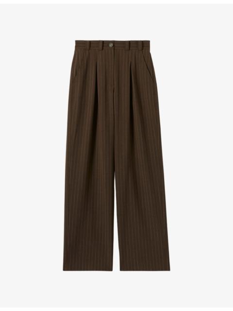 Claudie Pierlot Straight High-Rise Stretch Wool-Blend Trousers