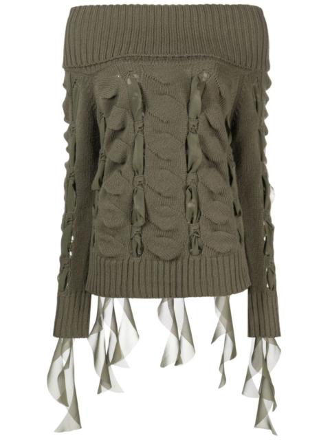 Blumarine off-shoulder wool knitted top