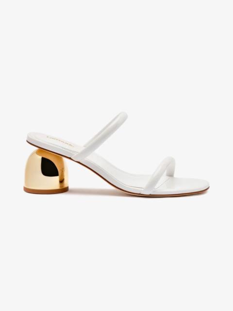 Larroudé Dew Drop Mule In White Patent Leather