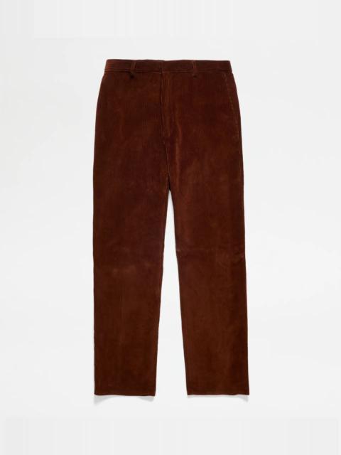 Tod's BAGGY TROUSERS IN VELVET - BROWN