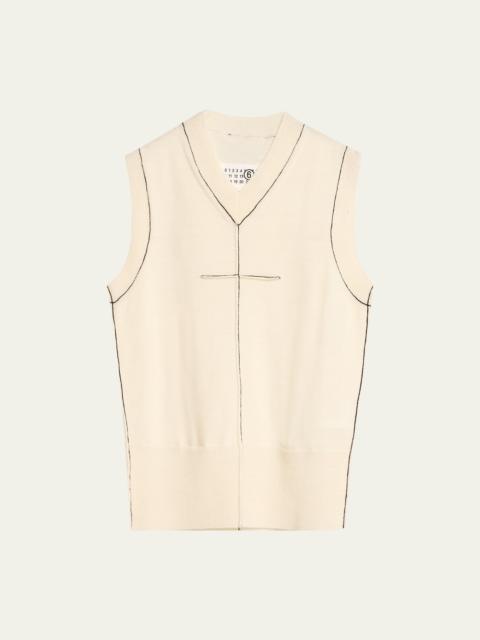 MM6 Maison Margiela Fitted Contrast-Stitch Top
