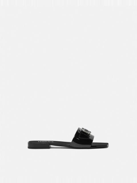 VERSACE Medusa Buckle Leather Flat Sandals