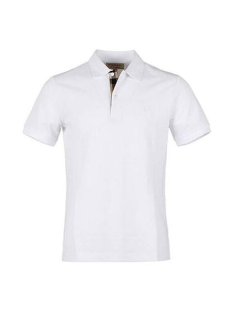 Burberry Men's Burberry lapel Cardigan Short Sleeve Polo Shirt White 80045791