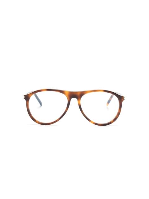 SAINT LAURENT tortoiseshell pilot-frame sunglasses