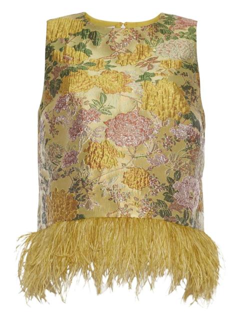 Cara Cara Belmond feather-trim floral top
