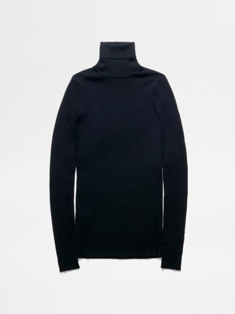 Tod's HIGH NECK JUMPER IN WOOL - BLACK