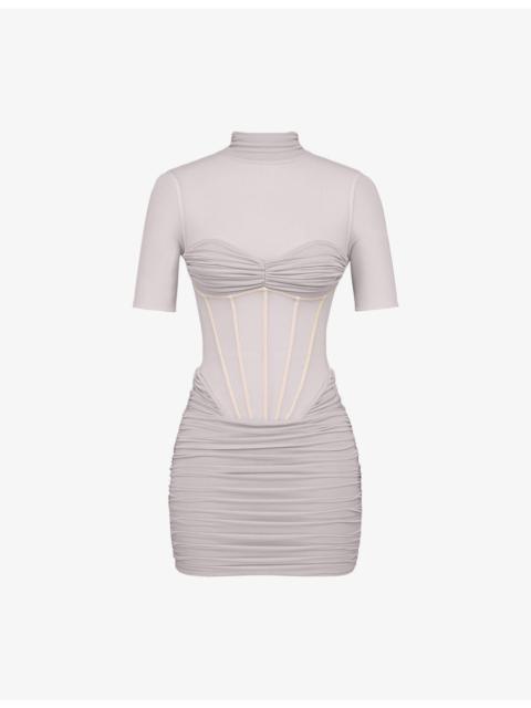 House of CB Sorrel Semi-Sheer Stretch-Mesh Mini Dress