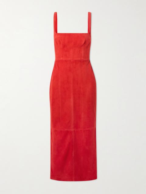 ALEX PERRY Singlet Suede Midi Dress