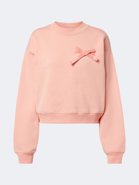 PATOU Bow-detail cotton jersey sweatshirt