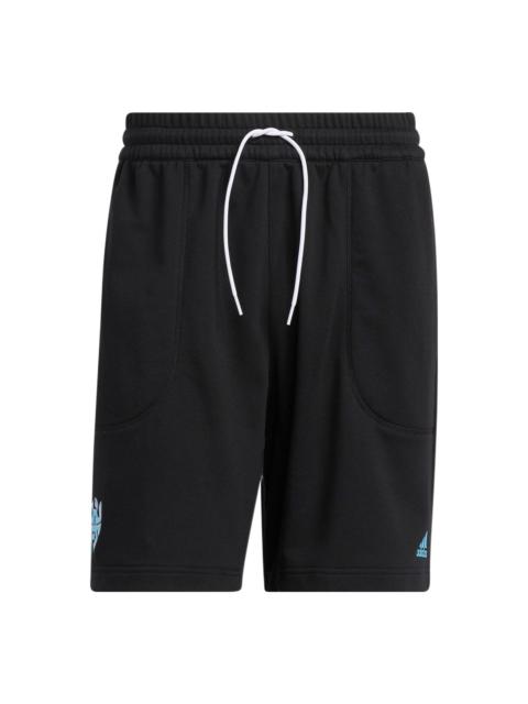 adidas Men's adidas Don Dream Short Solid Color Logo Printing Drawstring Lacing Straight Shorts Black HG442