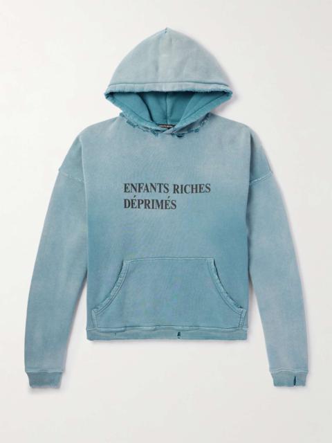 Enfants Riches Déprimés Logo-Print Distressed Cotton-Jersey Hoodie