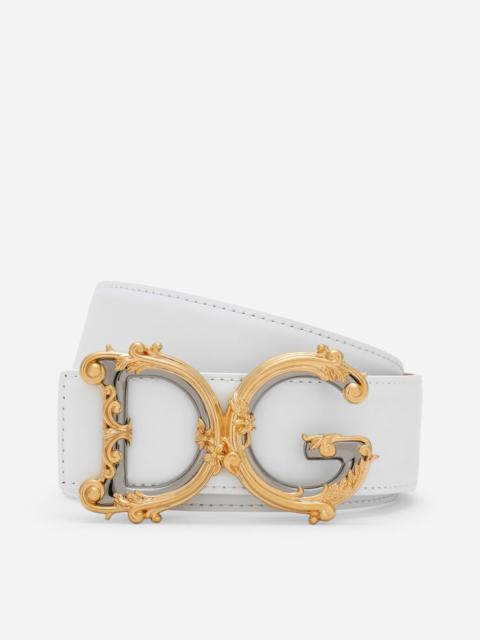 Leather belt with baroque DG logo