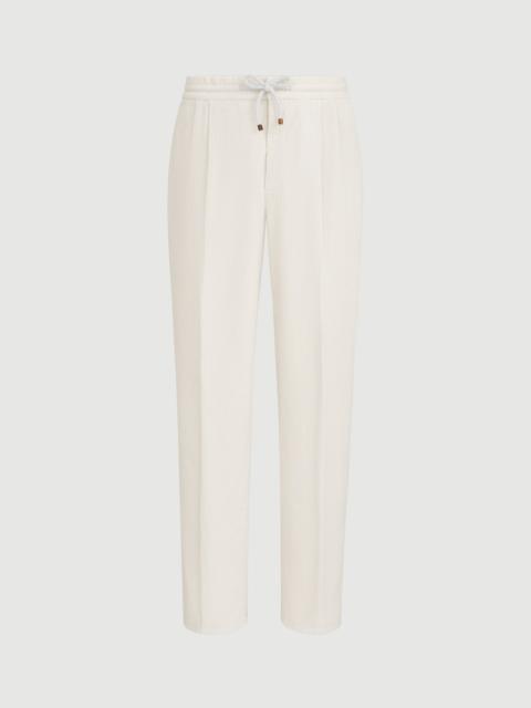 Brunello Cucinelli Garment-dyed trousers in cotton corduroy with drawstring and double pleats