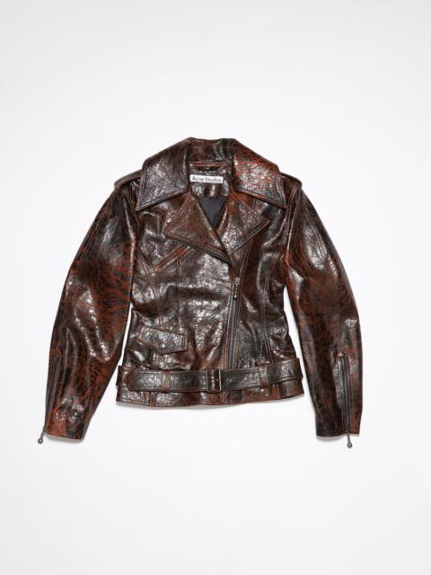 Hourglass leather biker jacket - Orange/black