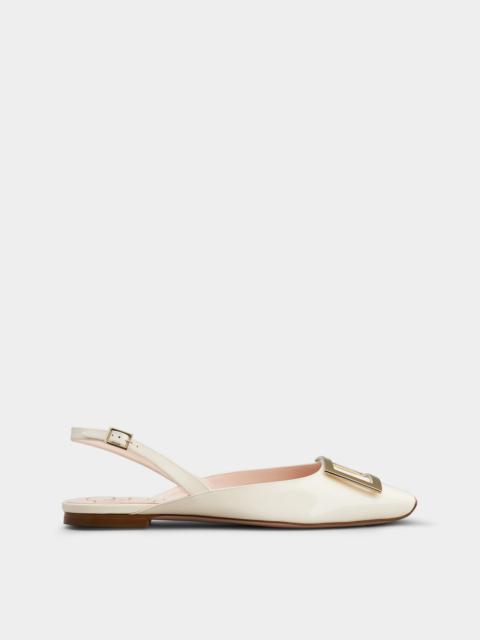 Roger Vivier Trompette Metal Buckle Slingback Ballerinas in Patent Leather