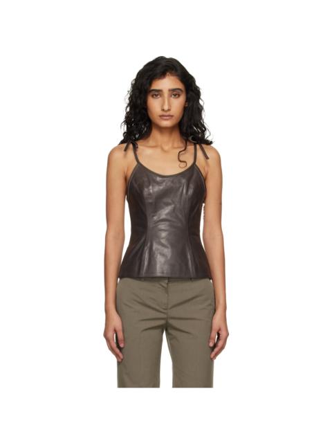 Our Legacy Brown String Leather Tank Top