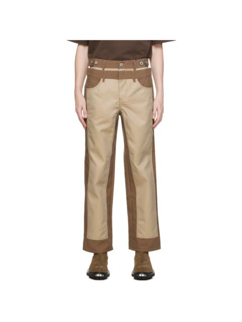 FENG CHEN WANG Brown & Beige Paneled Trousers