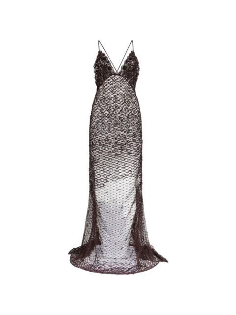 DSQUARED2 embroidered net maxi dress