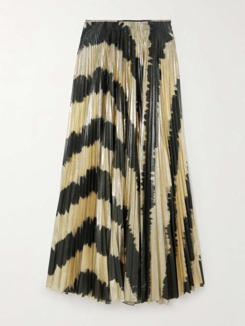 Johanna Ortiz + NET SUSTAIN pleated printed lamé maxi skirt