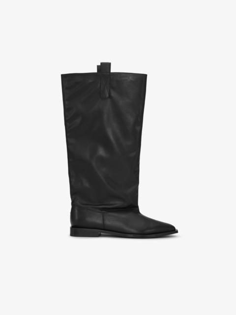 GANNI BLACK WESTERN LOOSE FLAT TUBULAR BOOTS