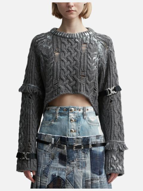 SARA SILVER CROP KNIT PULL-OVER