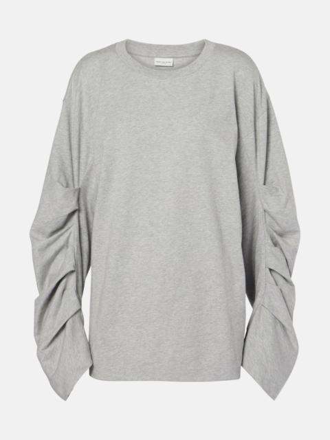 Ruched oversized cotton jersey top