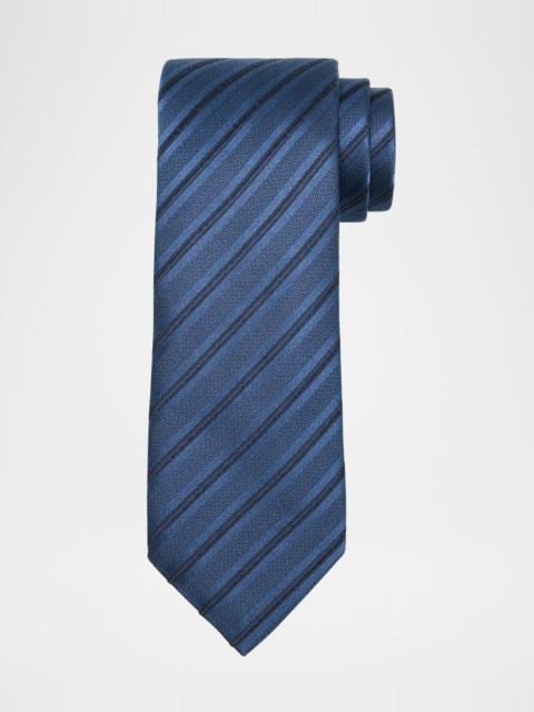 Brunello Cucinelli Men's Regimental Stripe Silk and Cotton Tie