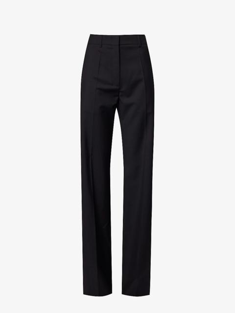 Straight-leg mid-rise wool-blend trousers