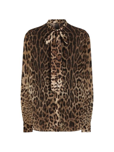 Dolce & Gabbana leo-print georgette shirt