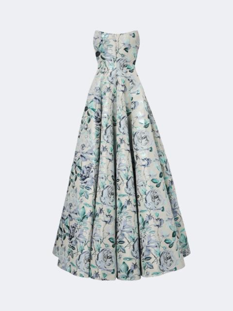 markarian Laila floral brocade bustier gown