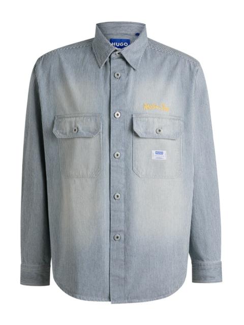 HUGO OVERSIZE-FIT SHIRT IN STRIPED WASHED DENIM