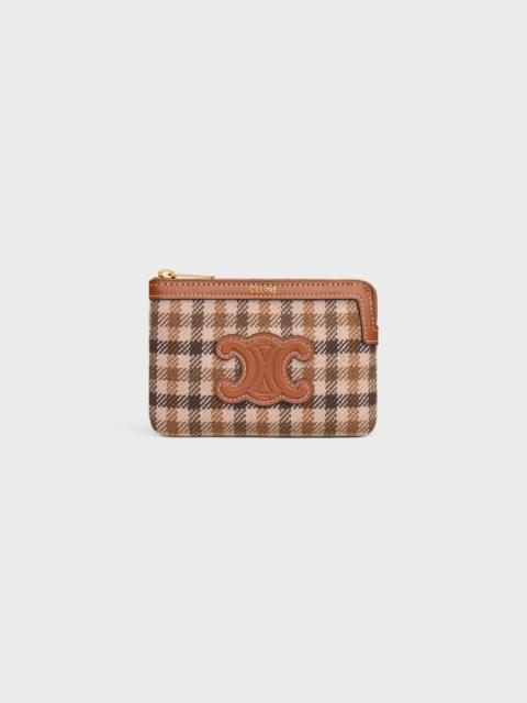 CELINE Coin And Card Pouch in TARTAN TEXTILE AND CALFSKIN
