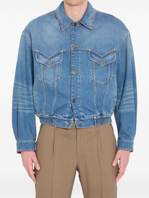 VERSACE point collar medusa cotton denim jacket