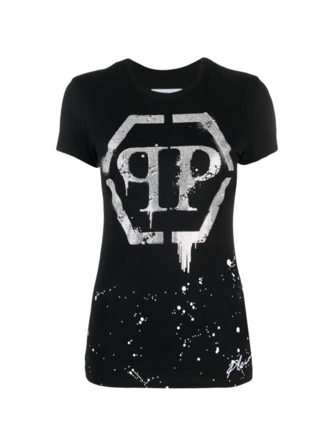 PHILIPP PLEIN crystal-embellished logo T-shirt