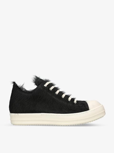 Serrated-sole pony-hair low-top trainers
