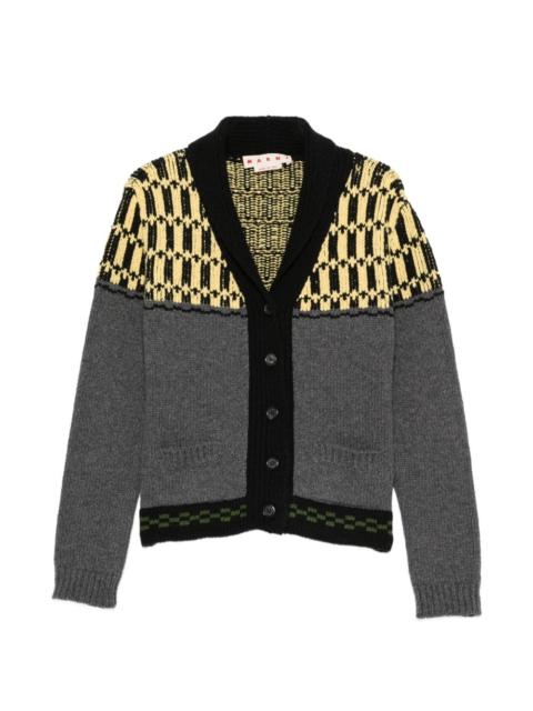 Marni geometric-pattern shawl-collar cardigan