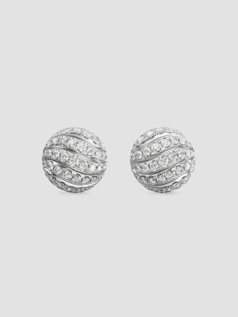 DAVID YURMAN Women's Sculpted Cable Stud Earrings in Sterling Silver with Diamonds, 9MM - Silver