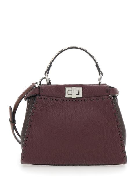 FENDI Fendi Women 'Peekaboo' Bordeaux Handbag With Snakeskin Handle And Turn-Lock Closure On Both Sides In