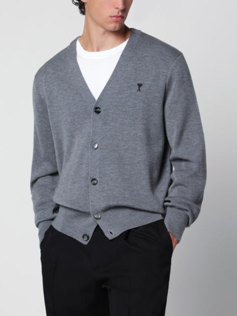AMI Paris Grey Ami de Coeur cardigan in wool