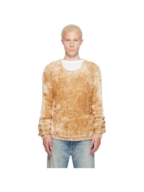Marine Serre Beige Wild Fluffy Knit Crewneck Sweater
