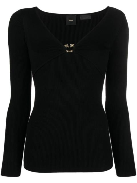 PINKO Love Birds ribbed-knit top