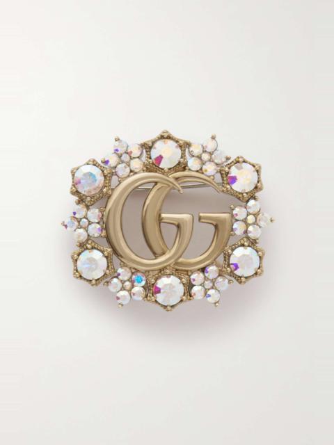 GUCCI GG Marmont gold-tone crystal brooch