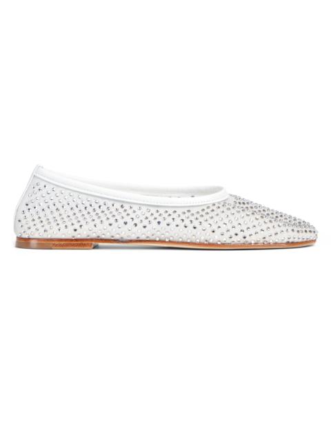 DEAR FRANCES Women's Balla Crystal-Embellished Mesh Flats - White
