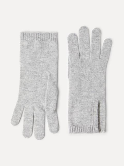 Brunello Cucinelli Cashmere knit gloves with monili