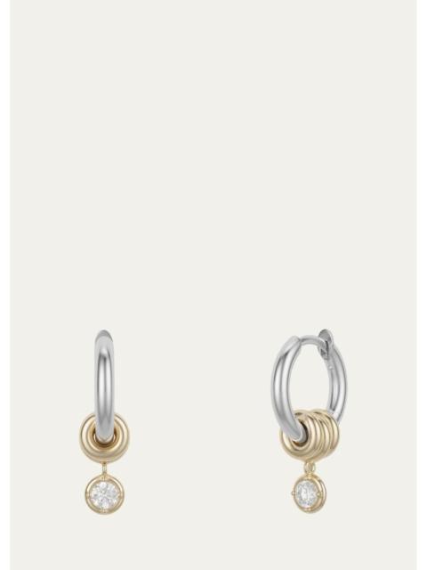 Spinelli Kilcollin Zahra 18K Gold and Sterling Silver Diamond Drop Huggie Earrings