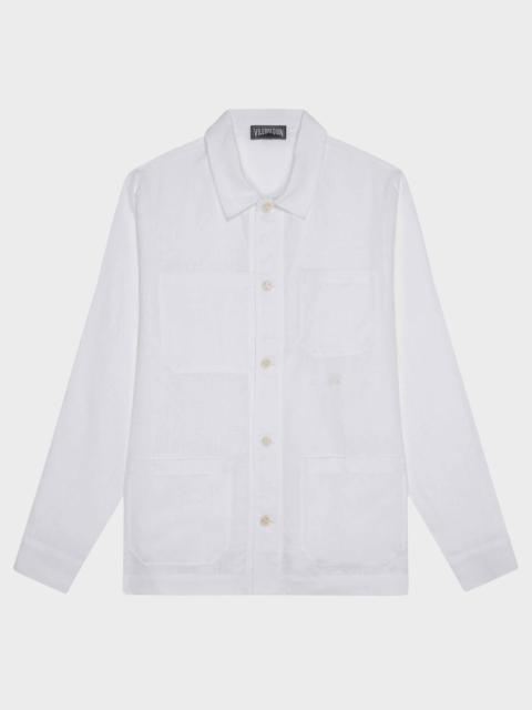Men Linen Solid Overshirt