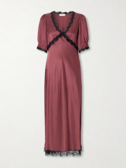 RIXO Annina Lace-trimmed Satin Midi Dress