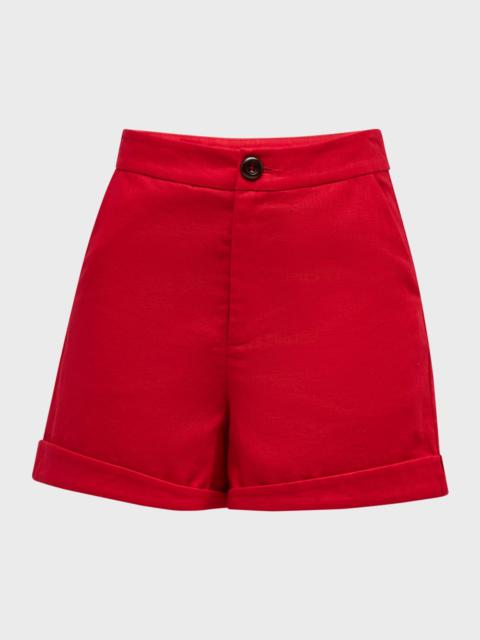 SIMONMILLER Como Cuffed High-Rise Linen Cotton Shorts