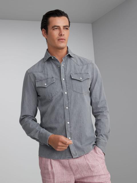 Lightweight denim easy fit western shirt